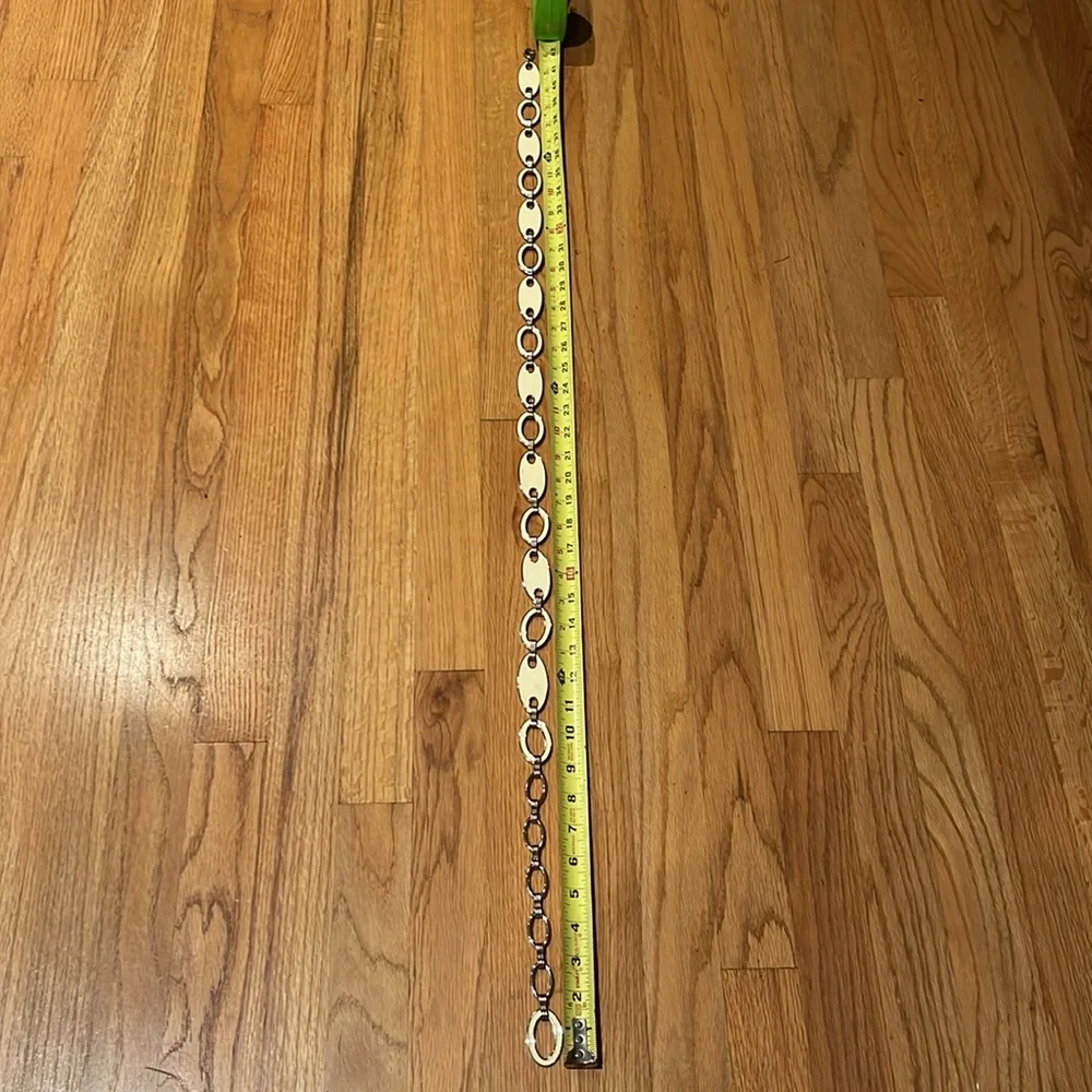 Talbots - Vintage Reversible BELT - Winter White Enamel/Silver Metal - OS